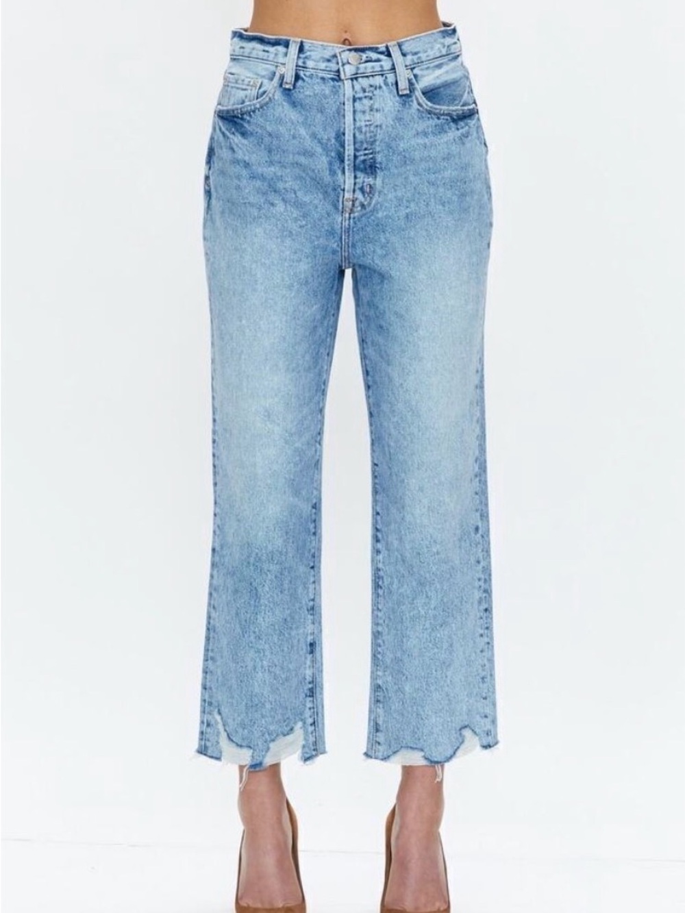 pistola Light Blue High-Rise Cropped Jeans
